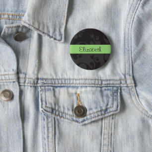 Damask Pattern, Grey Damask, Your Name 6 Cm Round Badge