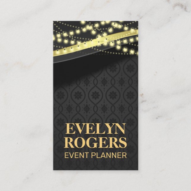 Damask Pattern | Hanging Lights Business Card (Front)