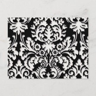 Damask Pattern in Black & White Postcard