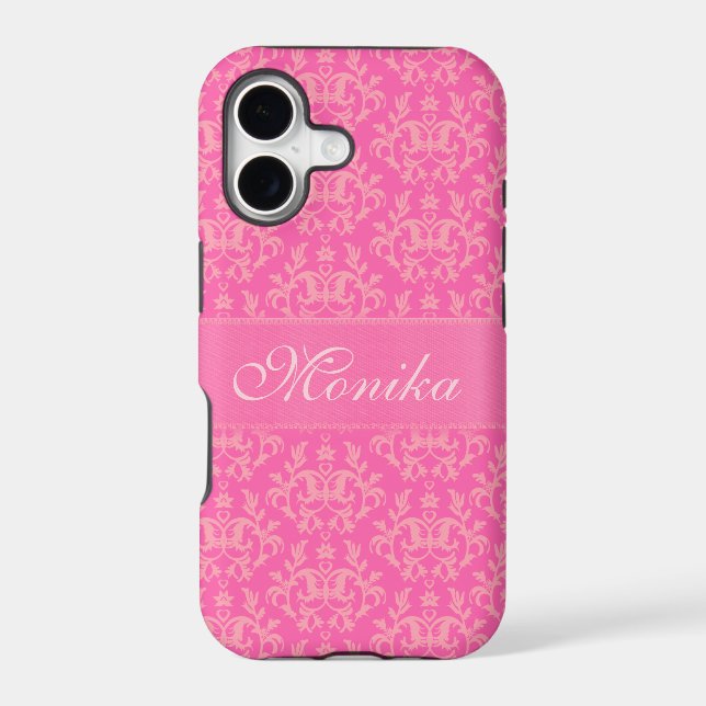 Damask pattern kangaroo paws pink custom name (Back)