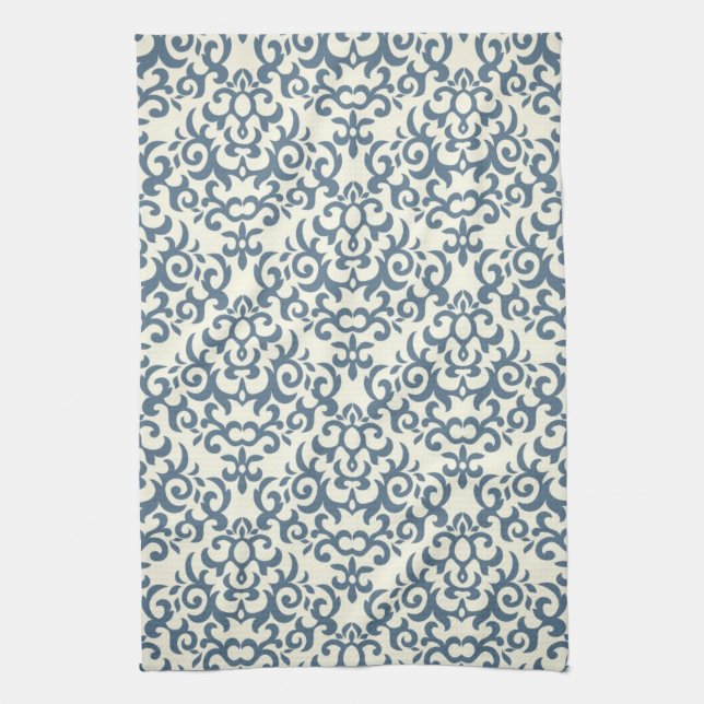 Damask pattern on gradient background 2 tea towel (Vertical)