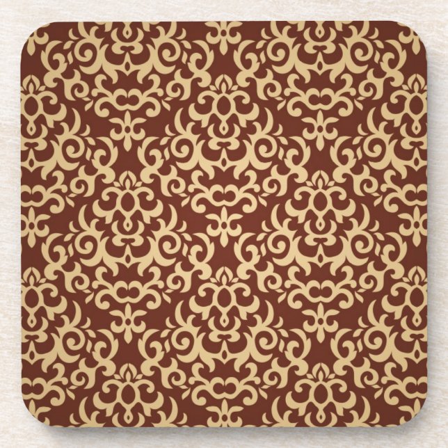 Damask pattern on gradient background coaster (Front)