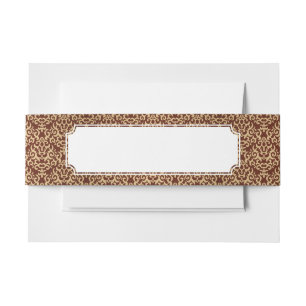 Damask pattern on gradient background invitation belly band