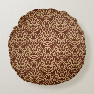 Damask pattern on gradient background round cushion