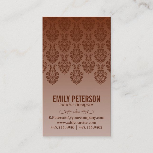 Damask Pattern (Orange) Business Card (Front)