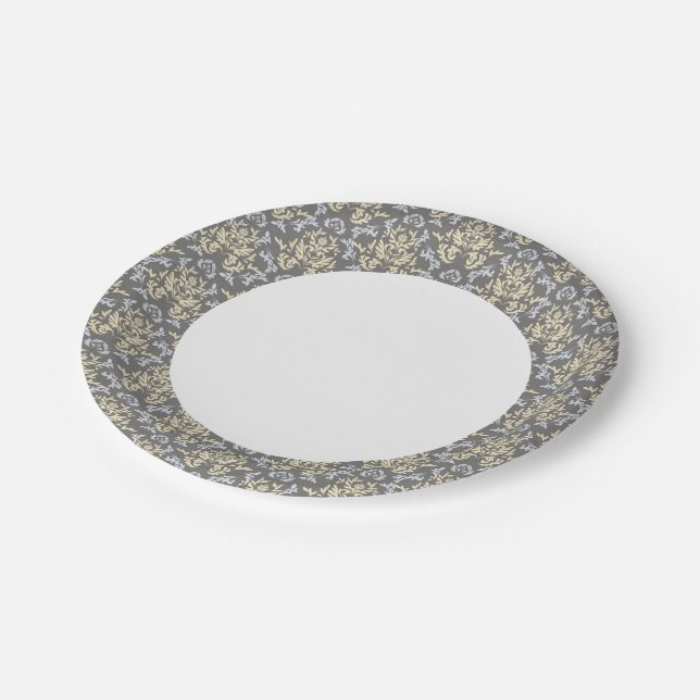 Damask pattern paper plate (Angled)