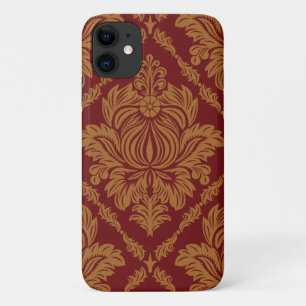 Damask Pattern, Red Damask, French Damask iPhone 11 Case