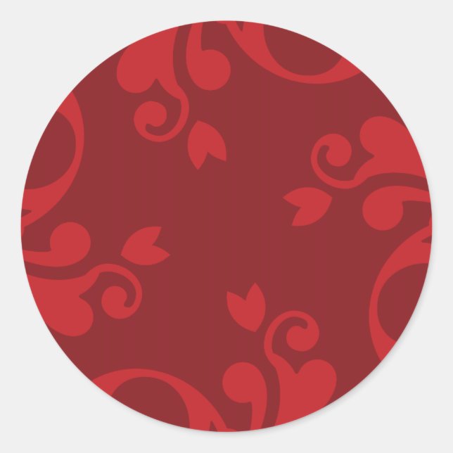 Damask Pattern, Red Damask, French Damask Classic Round Sticker (Front)