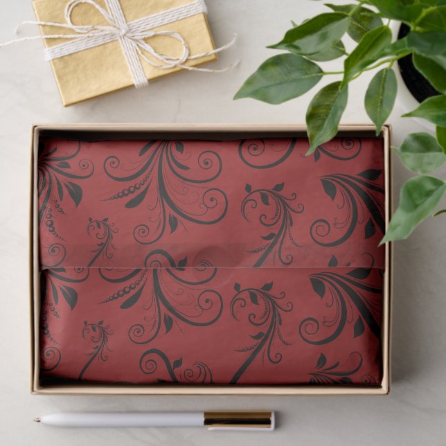 Damask Pattern, Red Damask, French Damask Tissue Paper (Gift)