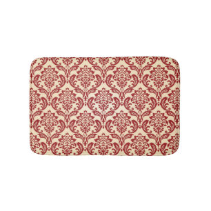 Damask pattern wallpaper bath mat