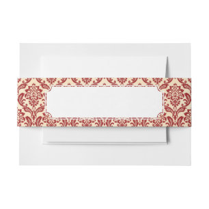 Damask pattern wallpaper invitation belly band