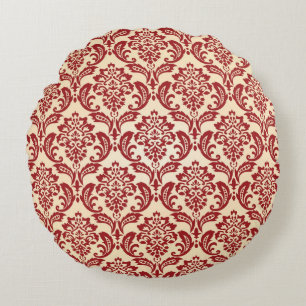 Damask pattern wallpaper round cushion