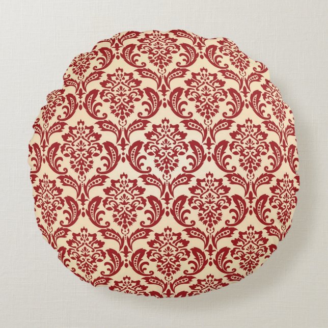 Damask pattern wallpaper round cushion (Front)