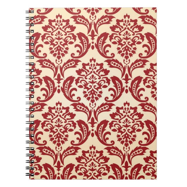 Damask pattern wallpaper spiral notebook (Front)