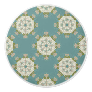 Damask pattern with abstract elements ceramic knob