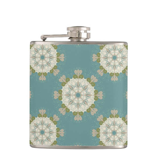 Damask pattern with abstract elements hip flask (Front)