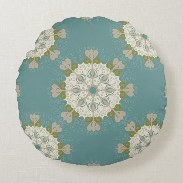 Damask pattern with abstract elements round cushion (Front)