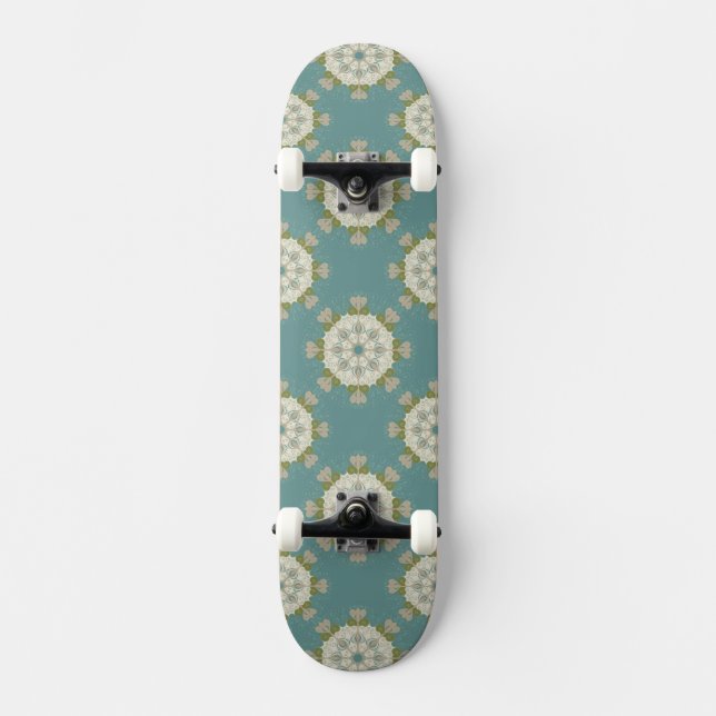 Damask pattern with abstract elements skateboard (Front)