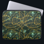 Damask Pattern With Chain Laptop Sleeve<br><div class="desc">Abstract ornate glamour in a dark green texture. Golden and silver jewellery rings on a green background. with lights and glows.</div>
