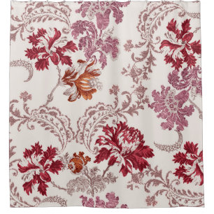damask pattern with flowers and vintage tapestry m shower curtain