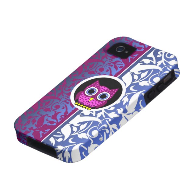 damask pattern with owl Case-Mate iPhone case (Bottom)