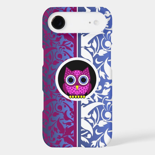 damask pattern with owl Case-Mate iPhone case (Back)