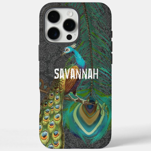 Damask Peacock & Feather You Choose Colour Case-Mate iPhone Case (Back)