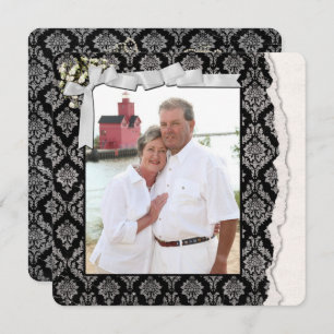 Damask Photo Frame Vow Renewal Invitation