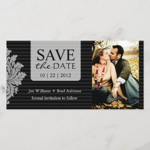 Damask Photo Save The Date Invitation