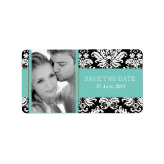 Damask Photo Save The Date Labels