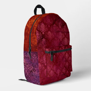 Damask Pink Purple Orange Printed Backpack