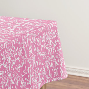 Damask Pink & White Tablecloth