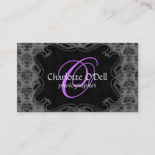damask print monogram business card