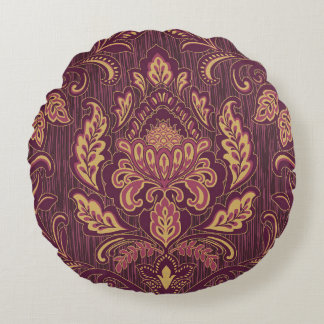 Damask Printed Round Pillow