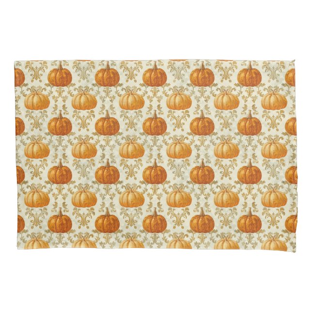 Damask Pumpkin Pattern Pillowcase Set (Front-Left)