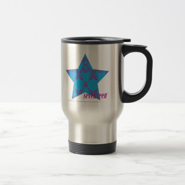 Damask Purple-Aqua 2 Travel Mug (Right)