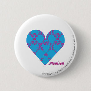 Damask Purple-Aqua 3 6 Cm Round Badge