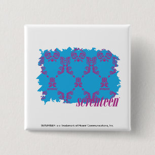 Damask Purple-Aqua 4 15 Cm Square Badge