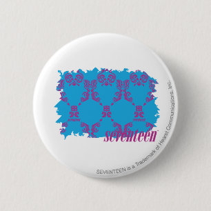 Damask Purple-Aqua 4 6 Cm Round Badge