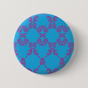 Damask Purple-Aqua 6 Cm Round Badge