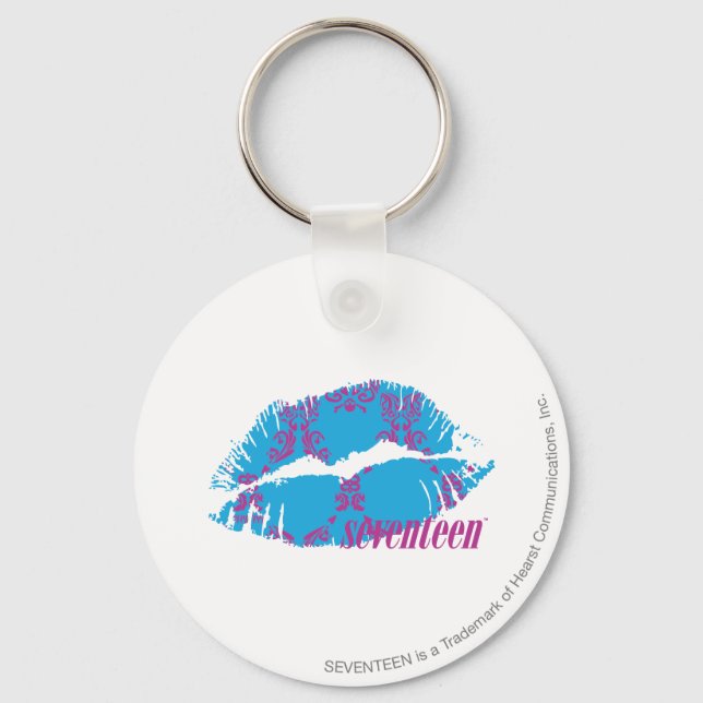 Damask Purple-Aqua Key Ring (Front)