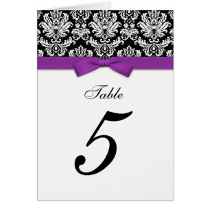 Damask Purple Bow Table Seating Number