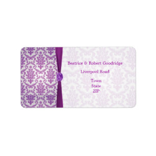 Damask purple, gemstone picture Wedding Avery Label