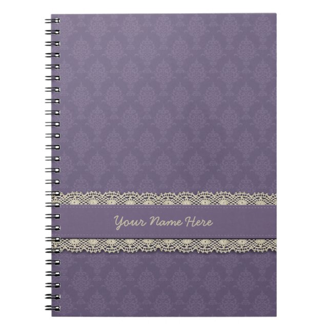 Damask Purple Tone on Tone Notebook (Front)