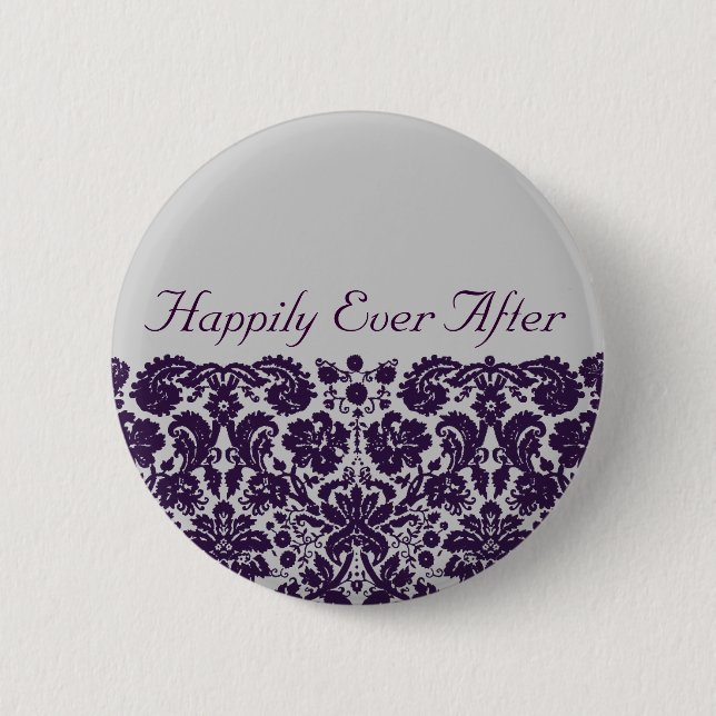 Damask Purple Wedding 6 Cm Round Badge (Front)