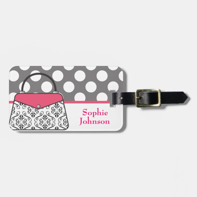 Damask Purse Handbag Luggage Tag (Front Horizontal)