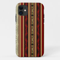 Damask Red Gold Black Stripes