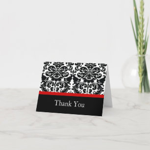 Damask Red Thank You Note Card
