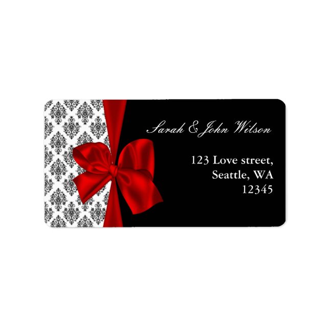 damask red wedding ,return address label (Front)