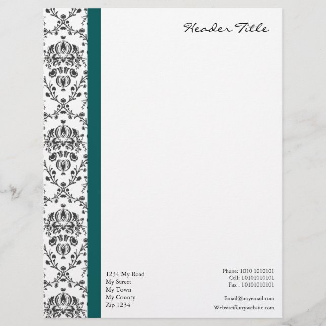 Damask Regal Customized Letterhead (Front)